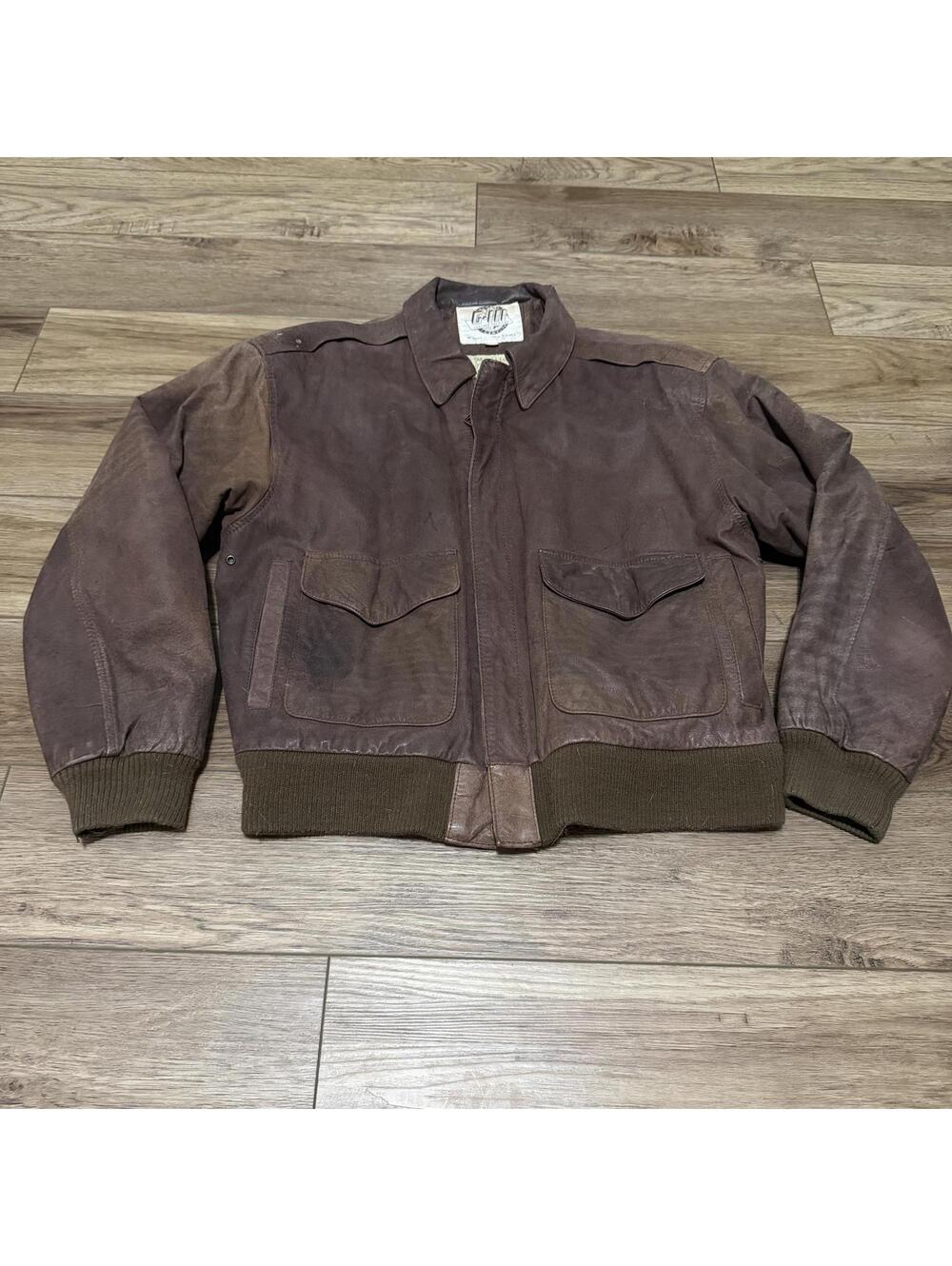 Vtg G-III Global Identity Leather Bomber Jacket Map Small